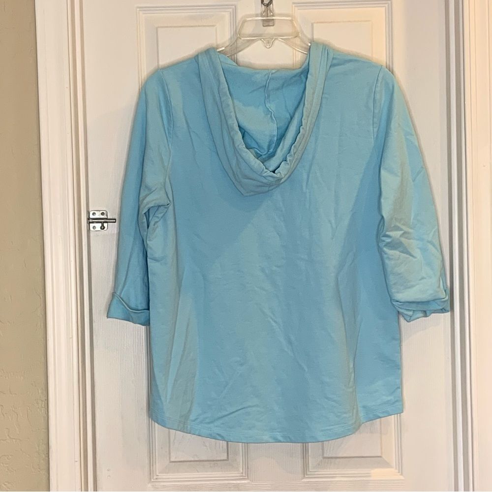 Weekends by Chicos Blue Hooded Pullover Size XL - Picture 9 of 10